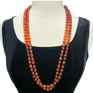 Dark amber dual strand necklace